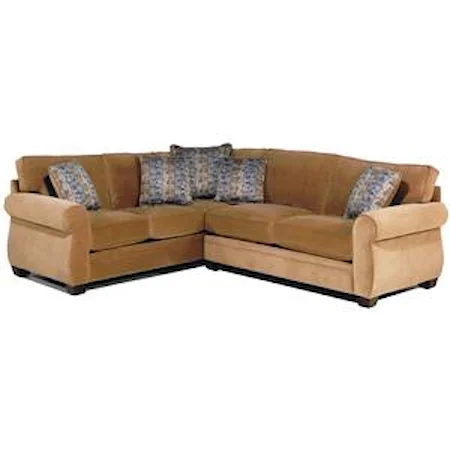 2-Piece Stationary Sectional with Rolled Arms